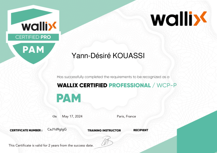 Certificat Wallix Certified Professional – PAM (WCP-P)